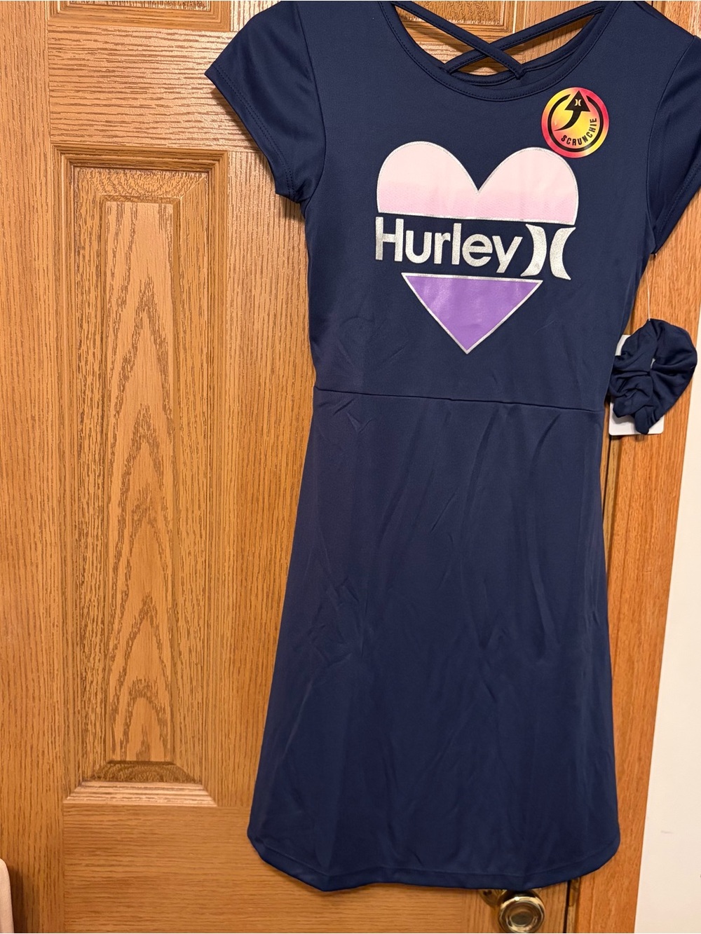 Hurley Navy Short Sleeve Dress with Pink & Purple Heart Logo